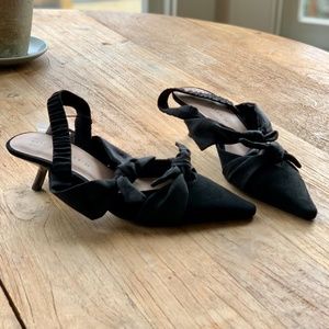 Zara Suede Bow Slingback's - Black